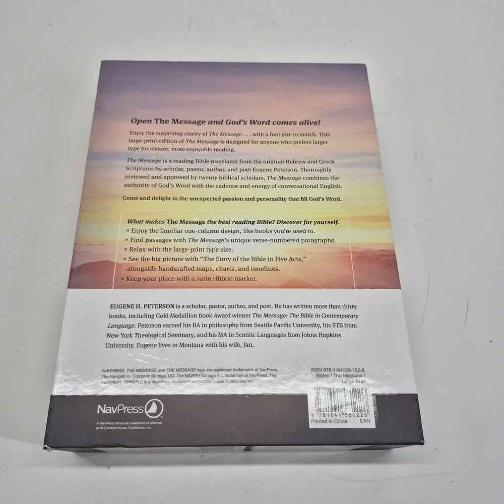 The Message Bible Large Print by Eugene H. Peterson (2016, Hardcover)